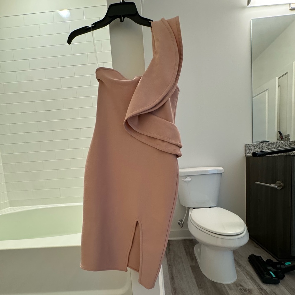 One Shoulder Dusty Rose Bodycon Party Dress